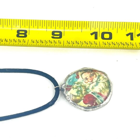 Vintage-Inspired Santa Pendant Necklace Adjustable Blue Cord Festive - Picture 4 of 7